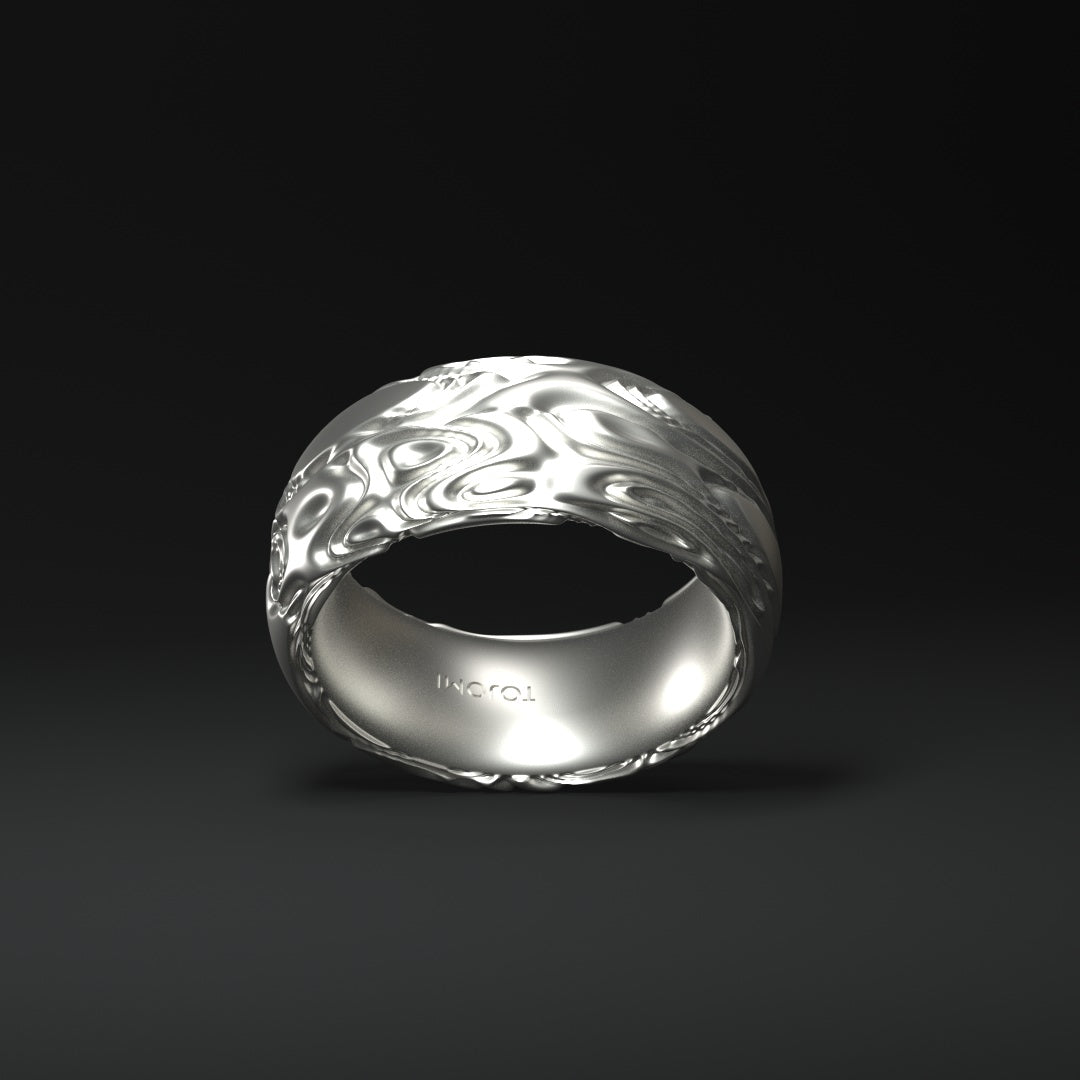 Silver ring round wide "Flow"