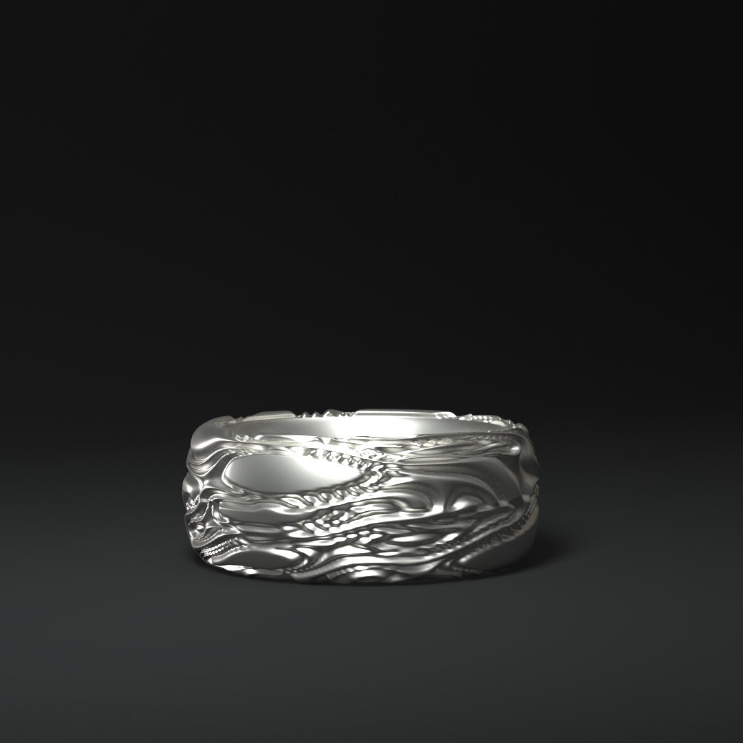 Silver ring round wide "Flow"