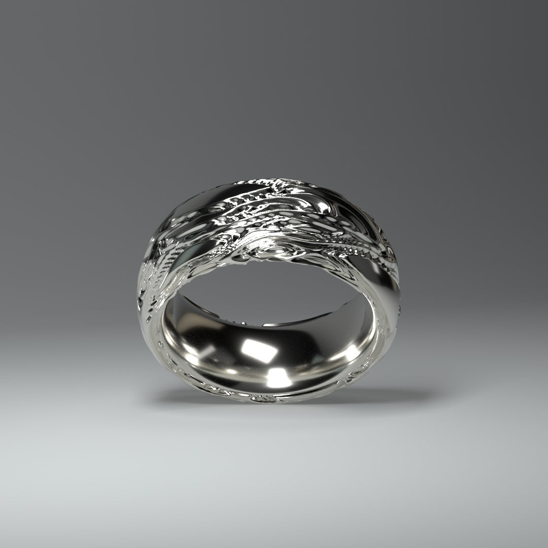 Silver ring round wide "Flow"