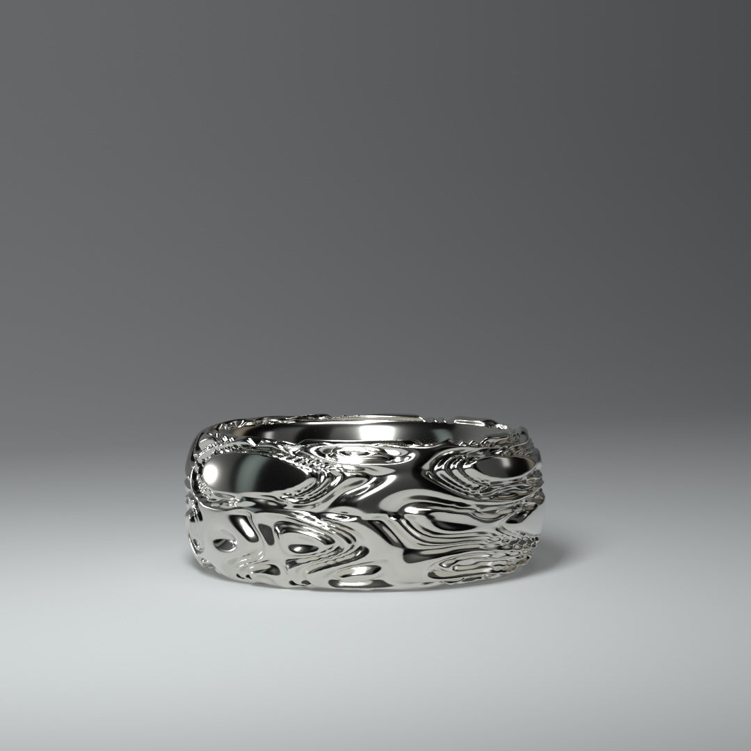 Silver ring round wide "Flow"