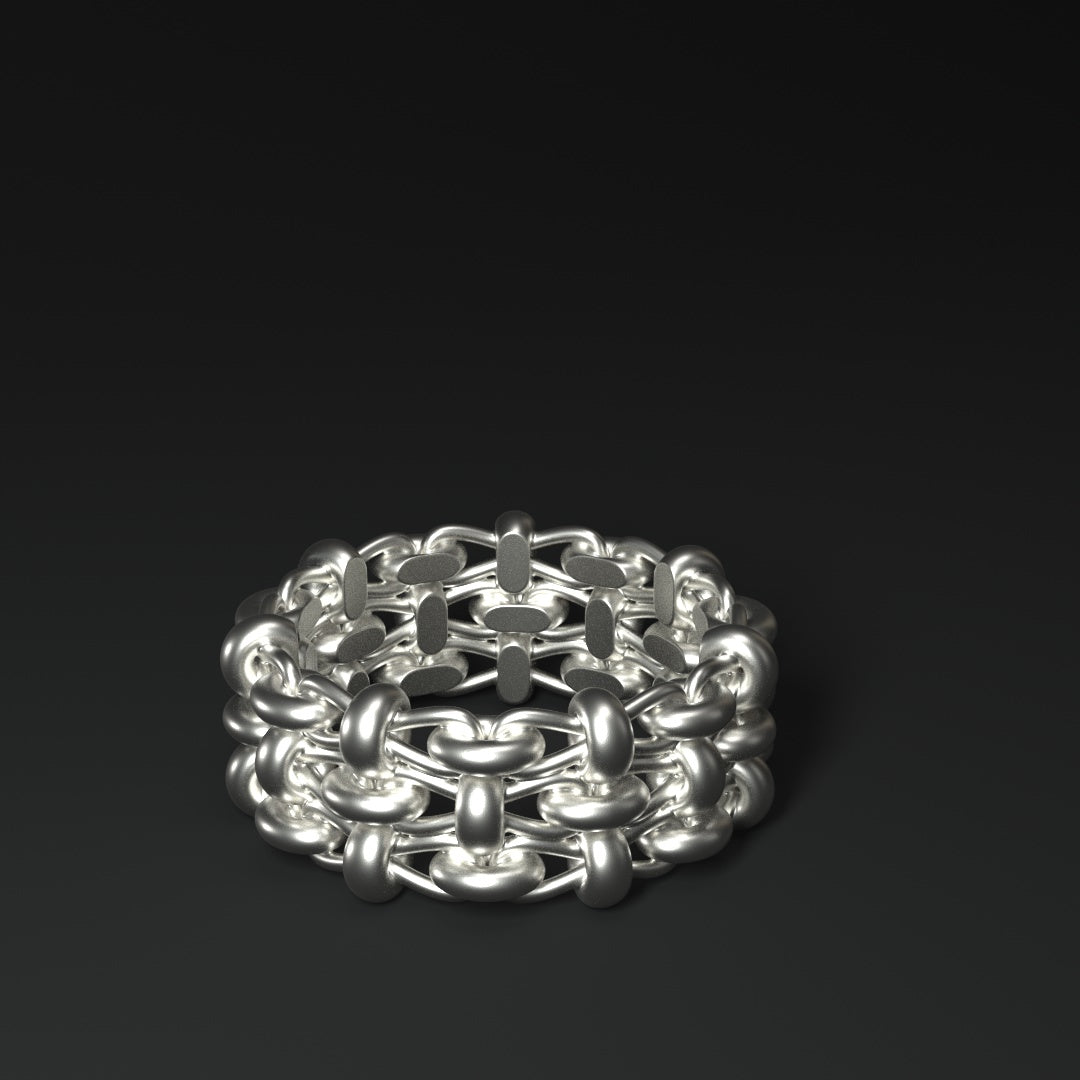 925 Sterling Silver Ring "Flechtwerk" silber glanz liegend.