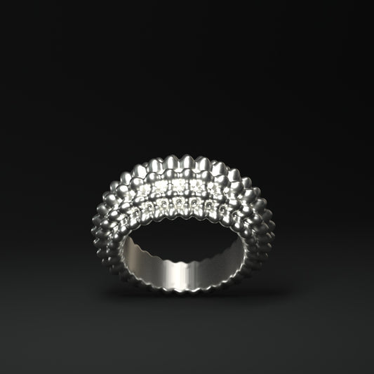 Silver ring "soft spikes"