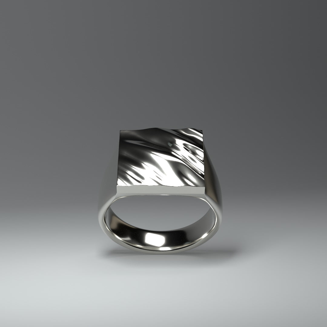 Silver signet ring "wavy folds"