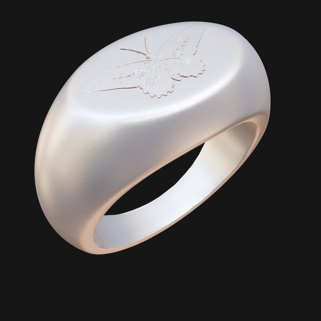 925 Sterling Silver Ring "butterfly relief" silber glanz in 3D-Ansicht