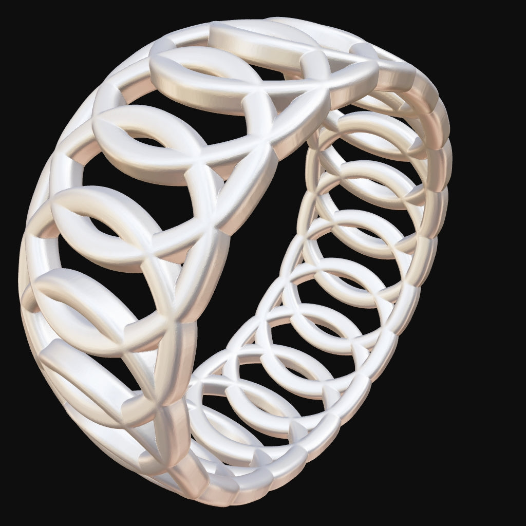 Ring "Ringpattern" silber glanz in 3D-Ansicht