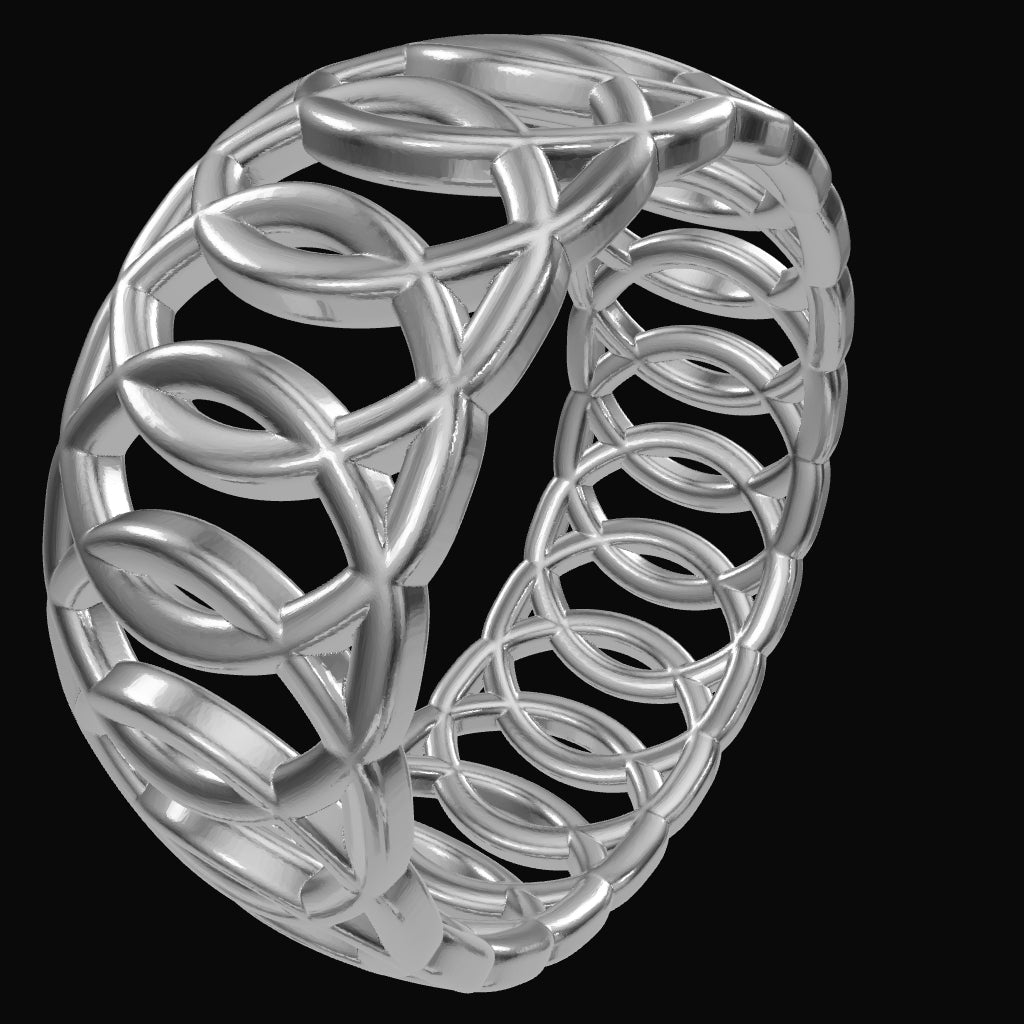 Ring "Ringpattern" silber hochglanz in 3D-Ansicht