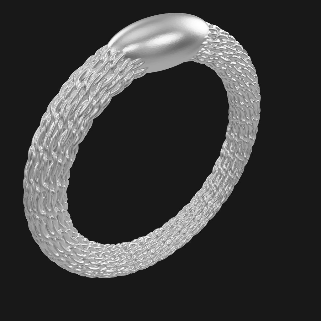 925 Sterling Silver Ring "knitted" silber glanz in 3D-Ansicht