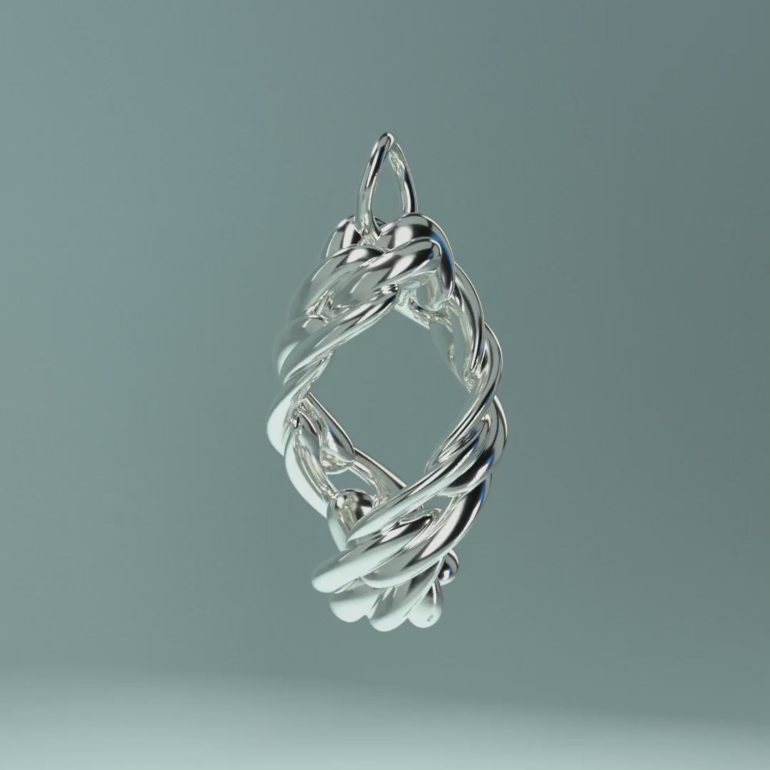 925 Sterling Silver Anhänger "twisted chainlink" silber hochglanz video drehend